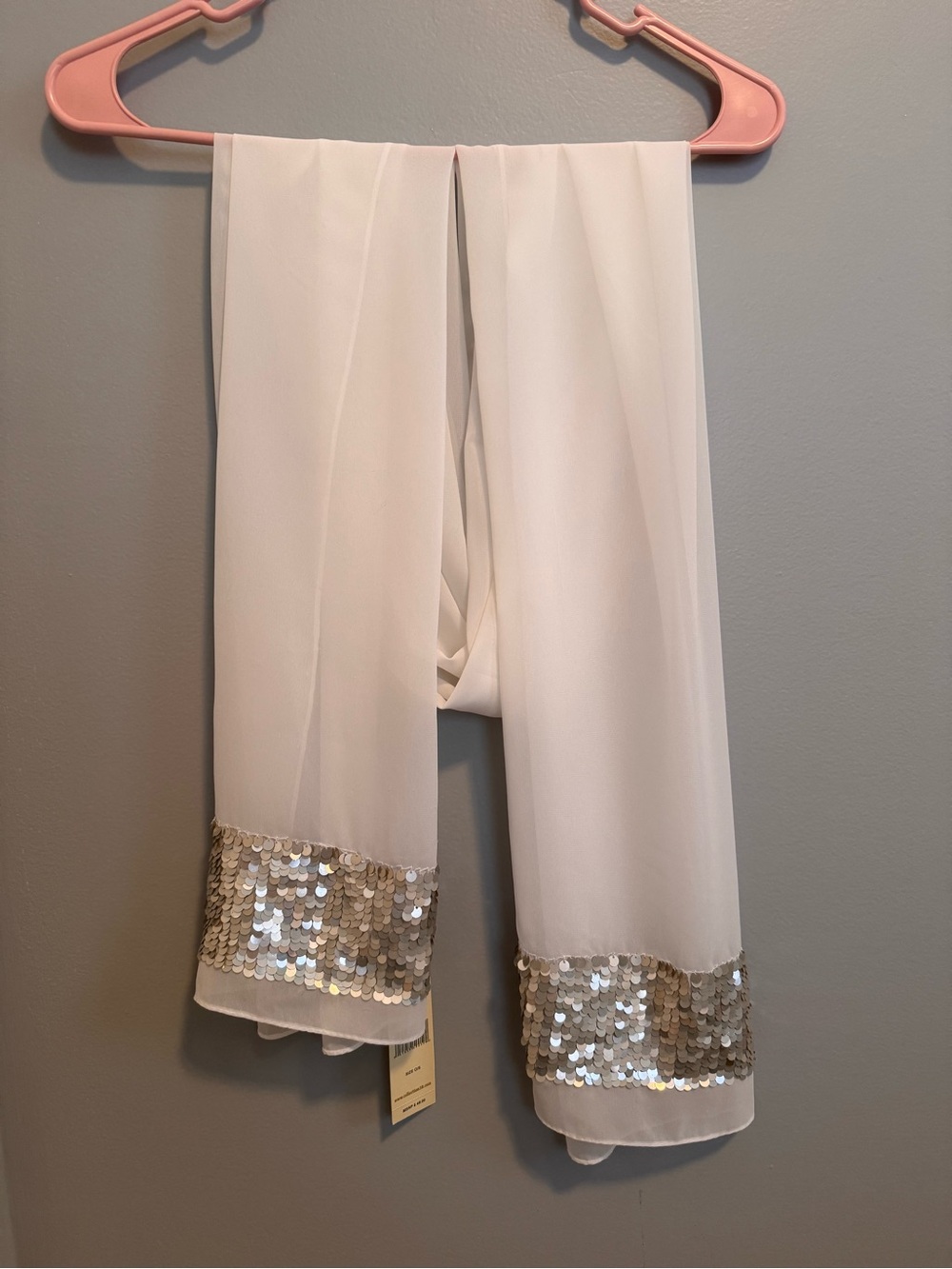 Beautiful White Sequin Scarf